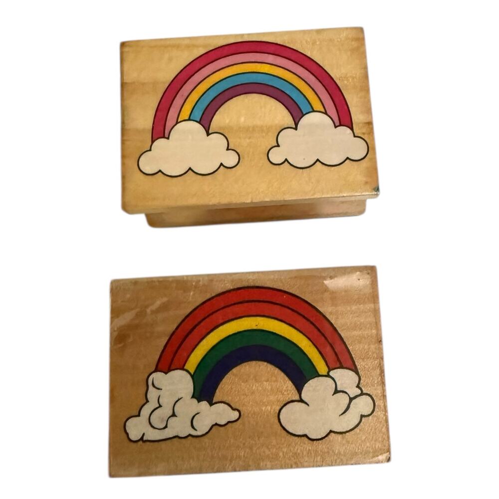 Unbranded Set Of 2 Rainbow With Clouds Rubber Stamps